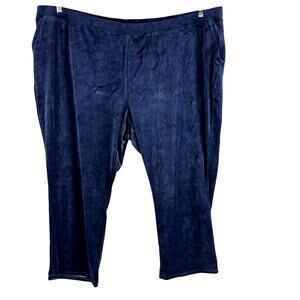 New Catherines Womans Sz 5X Plus 34/26W Pull on Pants Velvet Blue Comfort NWT